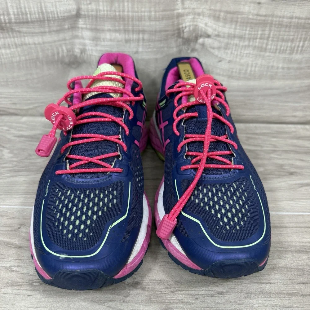 ASICS GEL-Kayano 22 Navy Pink Athletic Sneakers Knit Womens 10 T598N